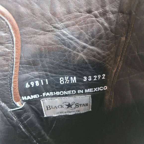 Black Star Women's Boots Size 8.5 Brown Leather Studded Zipper Western Cowboy - Picture 7 of 9